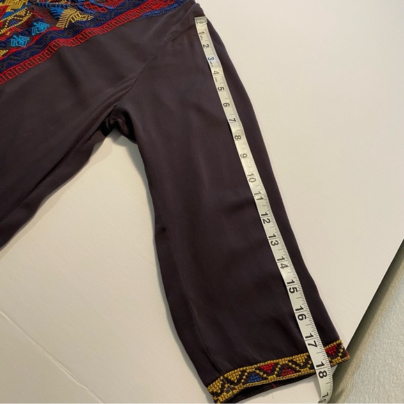 Johnny Was Gray V-Neck Embroidered Long Sleeve Blouse - Picture 12 of 13